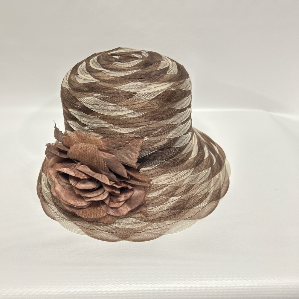 Chic Striped Women's Hat with Floral Accent